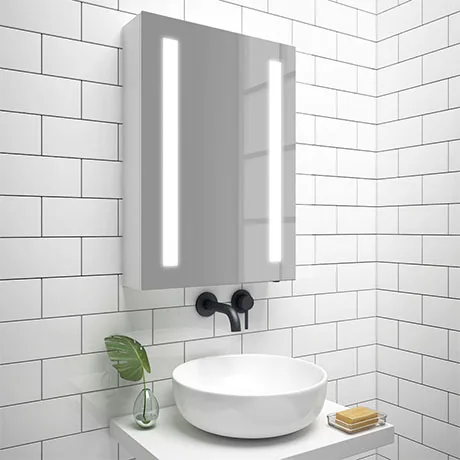 NYSJÖN Mirror with shelf, white, 195/8x235/8 - IKEA