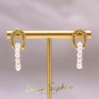 Freshwater Pearl Earrings Earrings Wholesale Gilded Natural Freshwater Pearl Double Ring Jewel Earrings