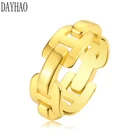 18k Wholesale Custom Trendy Fashion Gold Finger Jewelry 18K Gold Plated Stainless Steel Bold Link Chain Rings