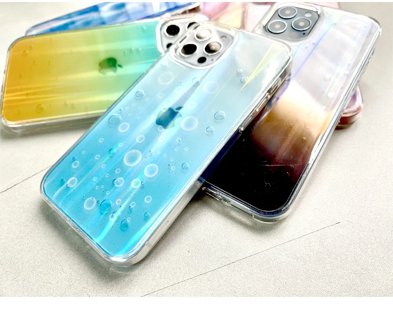 Luxury Fashion Laser Bubble Epoxy Soft Liquid Silicone Rubber Ultra Thin Transparent Ca Phone Case For Iphone8Plus For Iphone 13