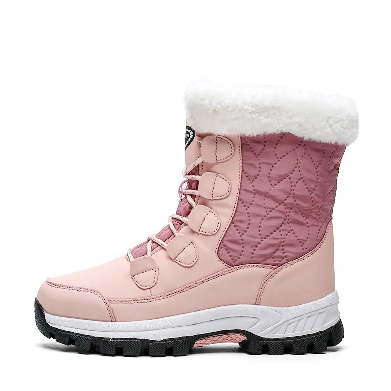 Factory custom size non-slip thickened outdoor mountaineering women's high top cotton snow boots