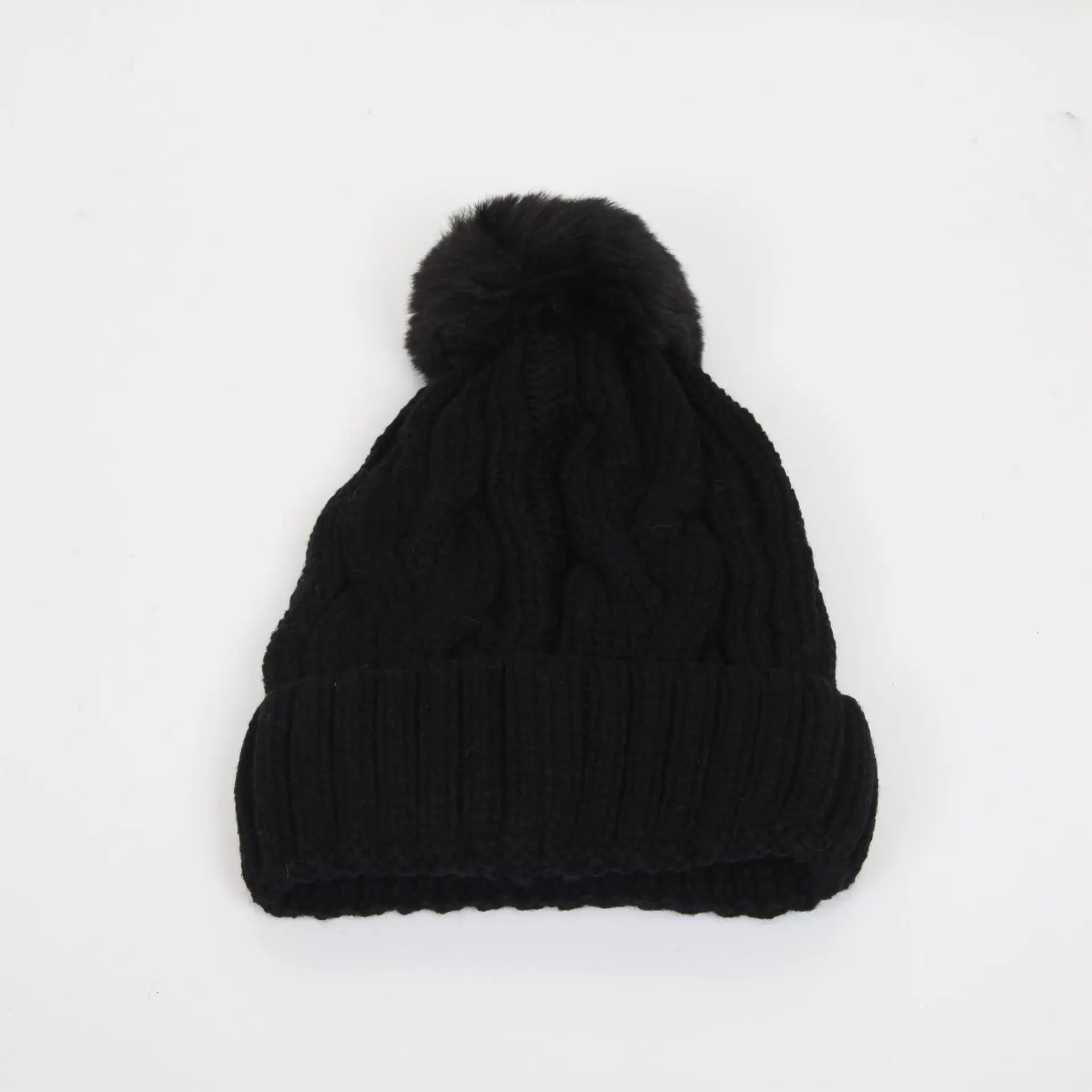 Custom 100 Acrylic Knit Beanies With Pom Wholesale Winter Hats With