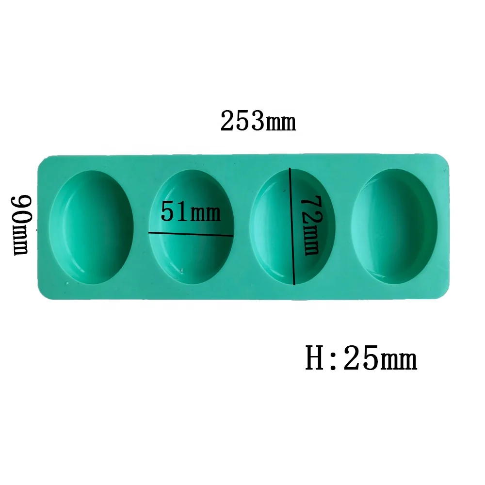 Wholesale Custom 4 Cavity Oval Shaped Silicone Soap Mold for Handmade Soap Making Forms Cake Decoration for Baking Mold Craft