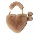 Women Women 2021 New Rabbit Hair Cute Fashion Love Lady's Handbag Heart Shaped Plush Bag For Women