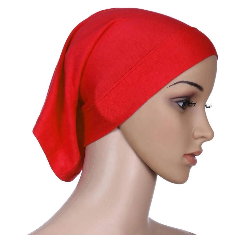 Factory Wholesale custom logo solid color mercerized cotton muslim women underscarf cotton muslim hijab cap turban