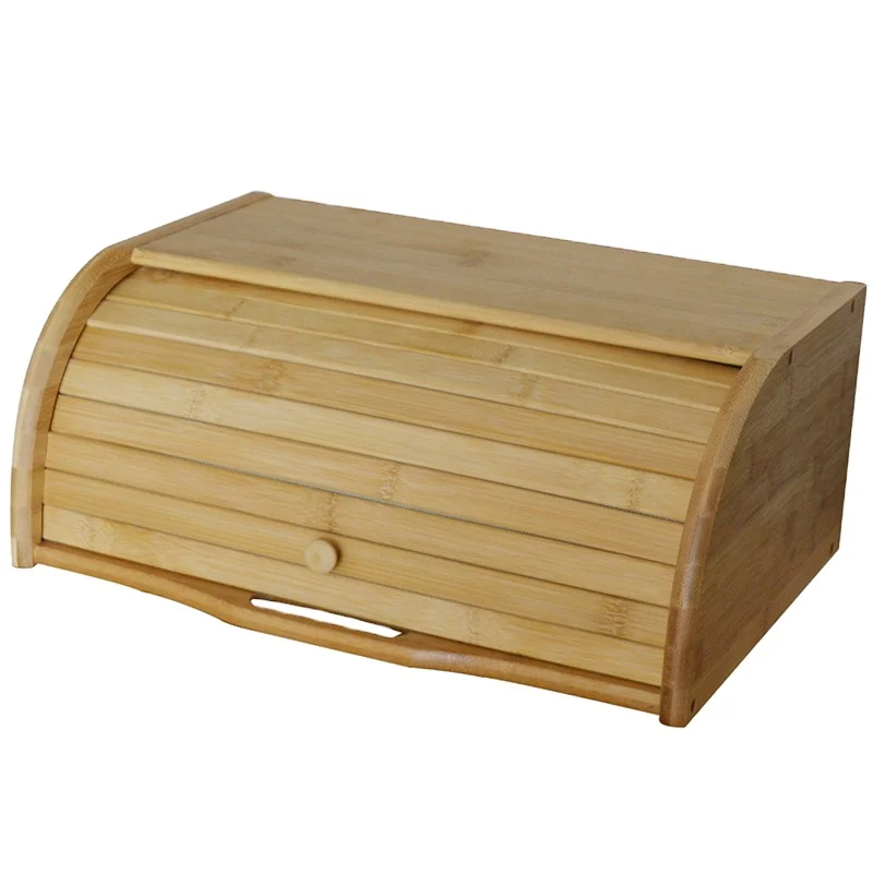 SOPEWOD Custom Factory Price Natural Bamboo Bread Box Storage Bin Food Container for Kitchen