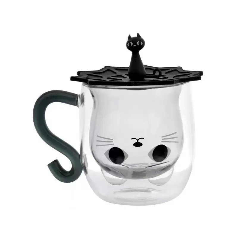 2023 gift idea cute cat high quality glass mug high borosilicate coffee glass mug cup