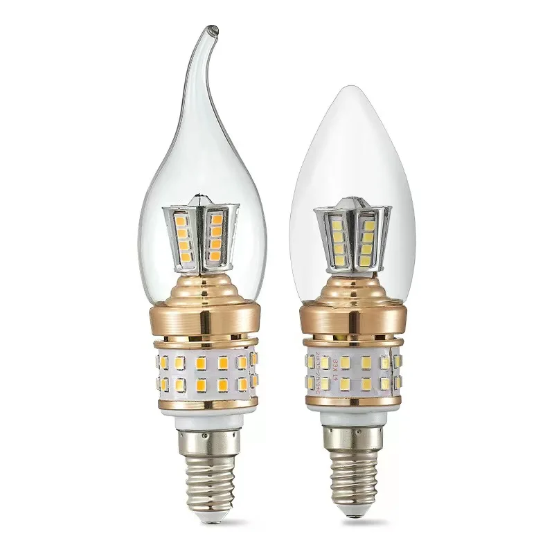 Factory direct sales in  led bulb E14E27 spiral two-color variable light candle bulb energy saving household corn lamp wholesale