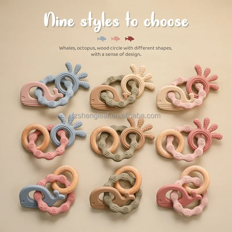 product unisex newborn baby accessories food grade silicone teether pacifier ring bpa free rattles bracelet cartoon teething toys-0