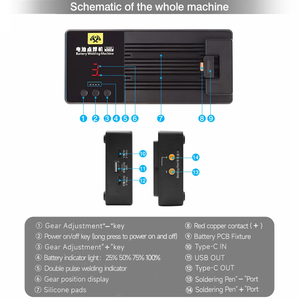 OSS W32S With Professional Crimping Battery Spot Welding Machine for iPhone Android Phone Battery BMS Flex Soldering Welder Tool