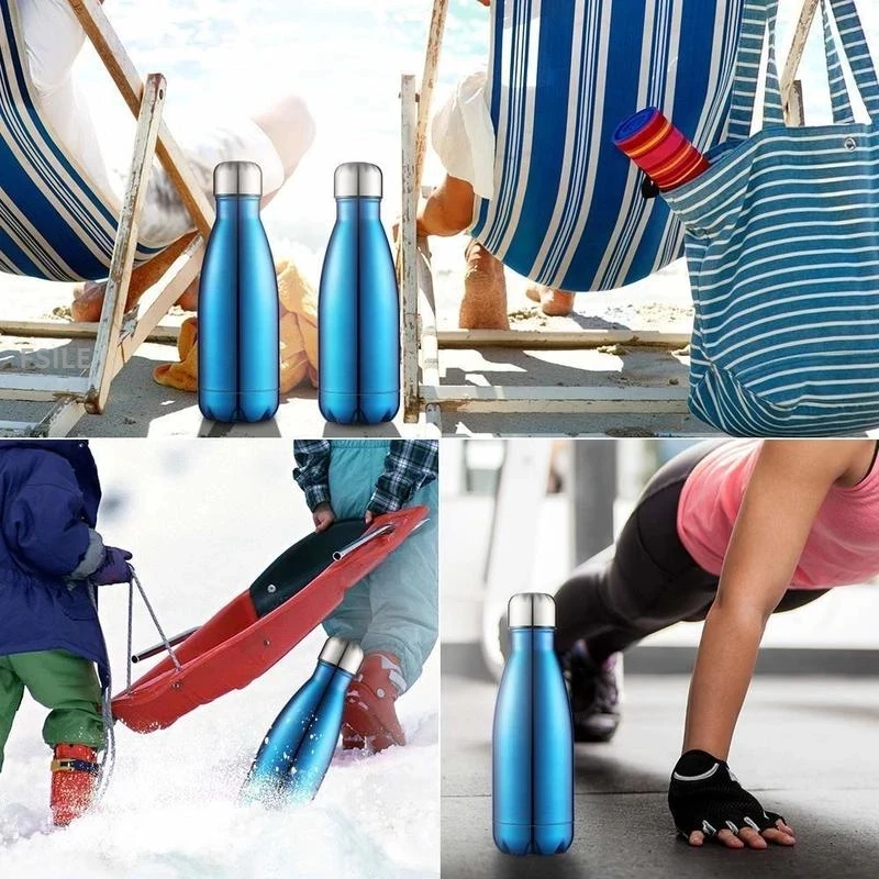 500ml 750ml 1000ml Double Wall Stainless Steel Water Bottle Thermos Bottle Keep Hot Cold Insulated Vacuum Flask Sport Bottle