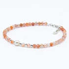 Stone New Arrival Fashion Jewelry 3mm Faceted Sunstone Stone Beaded Bracelet