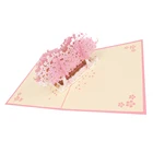 Craft Pink Paper Business Cards Paper Craft 3D Valentines Card Pink Cherry Blossom Tree Pop Up Card With Love Shape