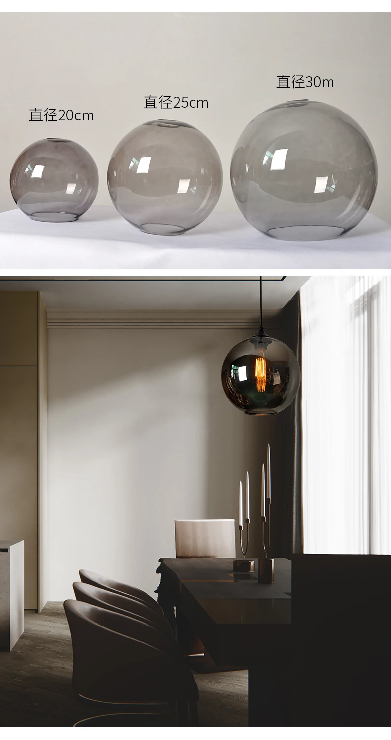 Vintage Industrial Glass Shade Loft Pendant Light E27 Retro Indoor Lighting restaurant dinning room