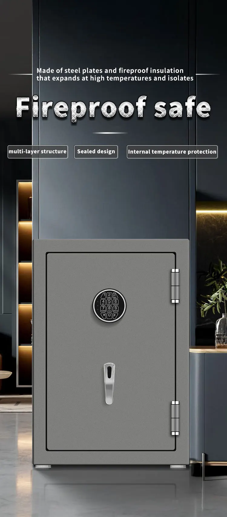 CEQSAFE Luxury Electronic Safe with Fireproof & Digital Secure Access Durable Security Box Money factory