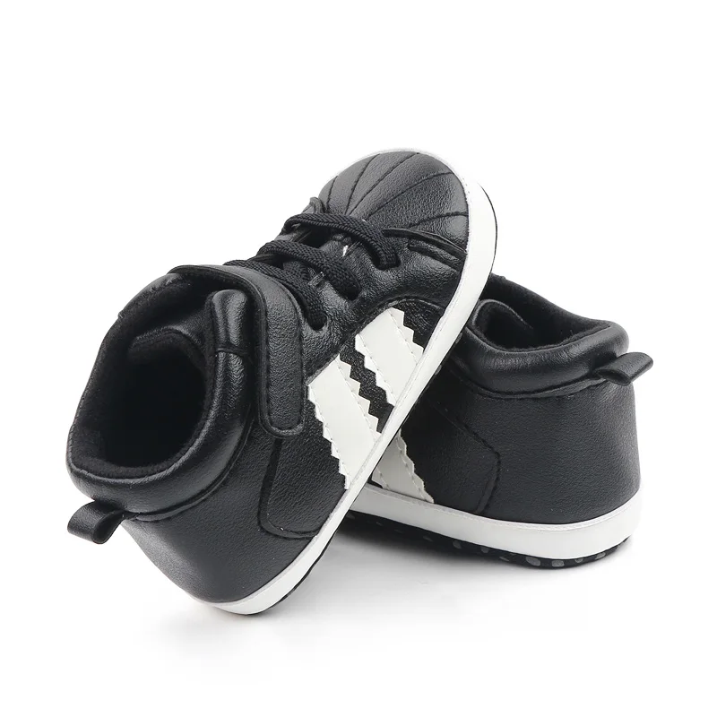 Spring and autumn new 3-6-12 months Bao Bao star stripes fashion cool high top toddler shoes details