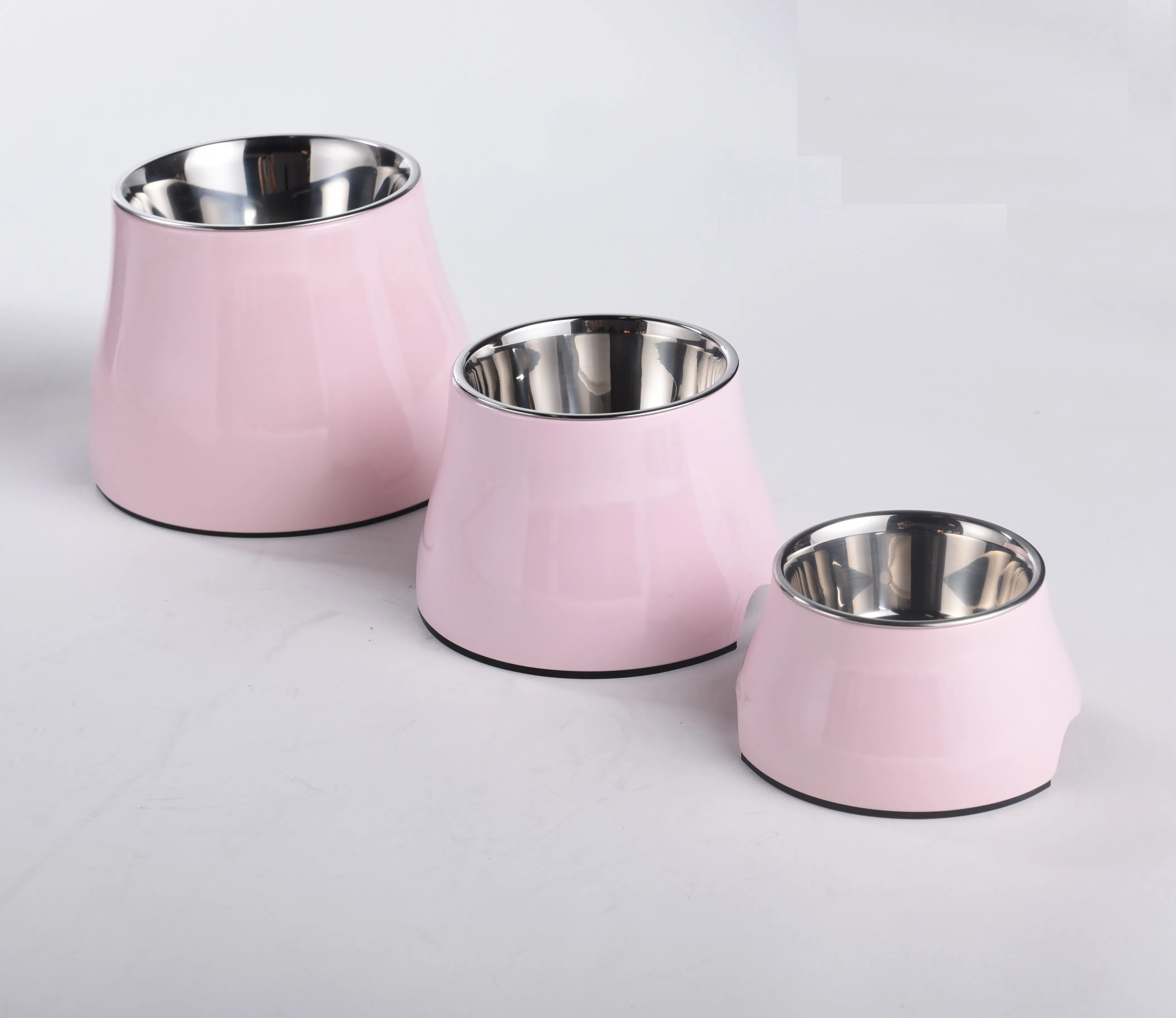 pink elevated dog bowls