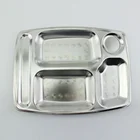 Metal Dinner Plate NICETY Metal Stainless Steel 5 Compartment Square Serving Food Tray Dinner Plate