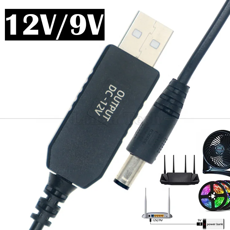 luosh QC3.0 USB-5V-12V調整可能電圧5.5x2.1mm電源ケーブル WiFiルーターLED用