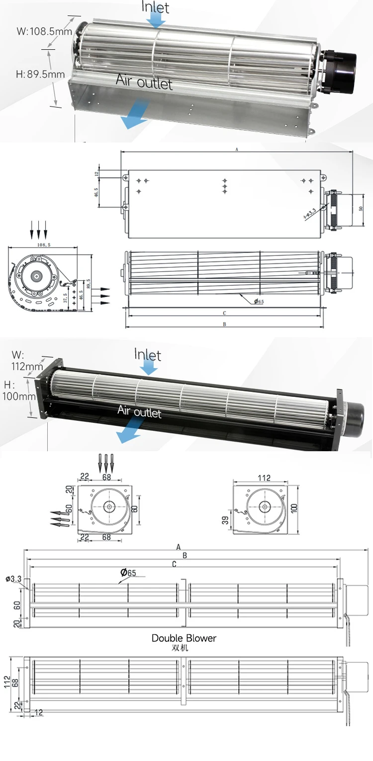 Cross Flow Fan, 65mm, Brushless, Tangential - detail 22