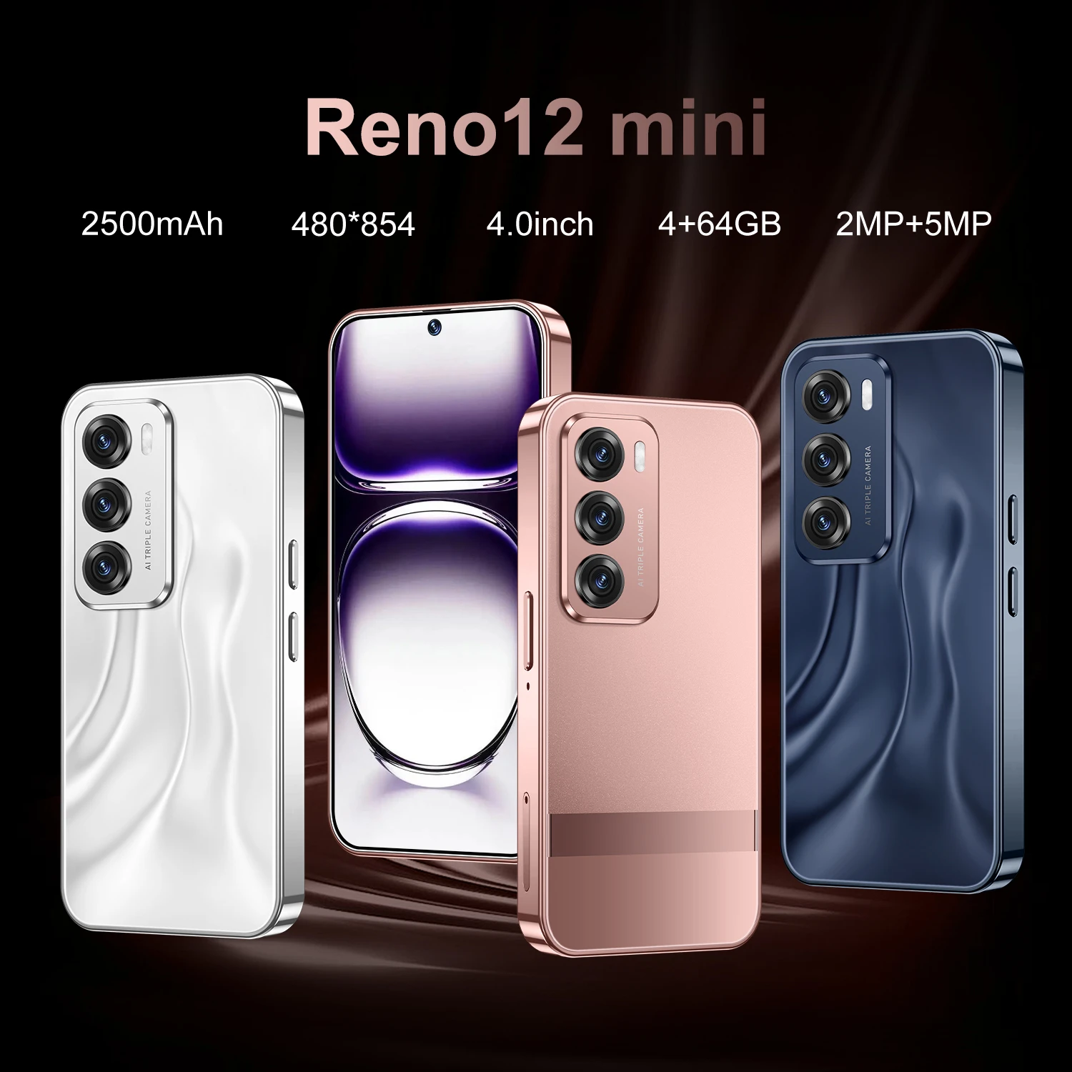 Wholesale Reno 12 Mini 4 Inch Screen 5G Smartphone Best Selling Unlocked Mobile Phone with 4+64GB 5G Dual SIM and 2+5MP Camera
