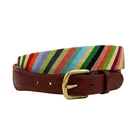 Leather Belts Italian Imported Full Grain Leather Needlepoint Belt Fancy Parsons Stripe Ladies Cowhide Genuine Leather Needlepoint Belts