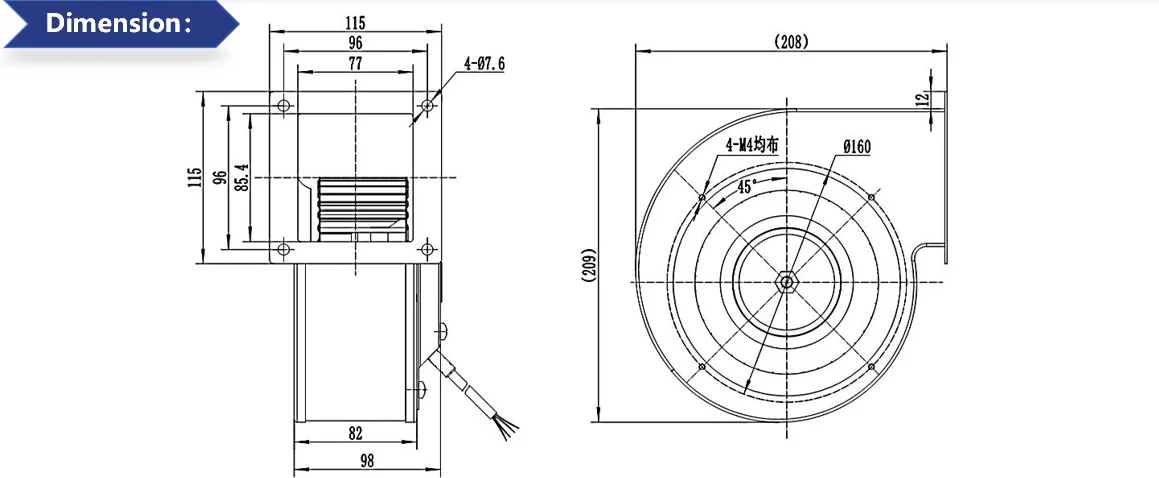 Centrifugal Blower, 2.5A, IP54, Steel, Scroll - detail 10