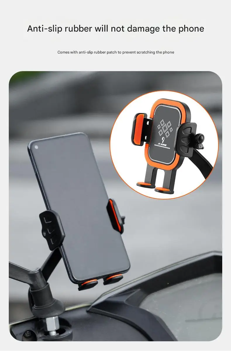 Multifunctional Rotatable Non-Slip Bicycle Motorcycle Accessory Electric Vehicle Aluminum Alloy Mobile Phone Holder Fixed Black