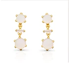 Opal Opal Chris April 925 Silver Gold Plated Opal Dangle Statement Jewelry Piercing Earrings