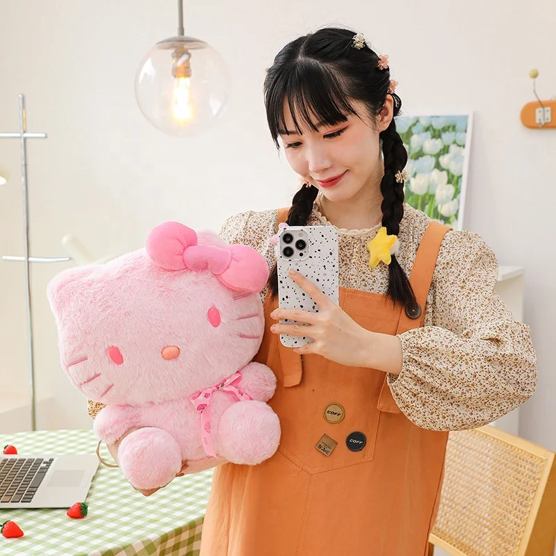 28cm Sanrio HelloKitty Cat Plush Toys Kawaii KT Cat Girls Plush Doll Soft Stuffed Cartoon Pink Doll Birthday Gift For Children
