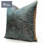 Cushion Dyeberry Dark Blue Light Gold Stripe Luxury Square Jacquard Cushion Cover For Living Room