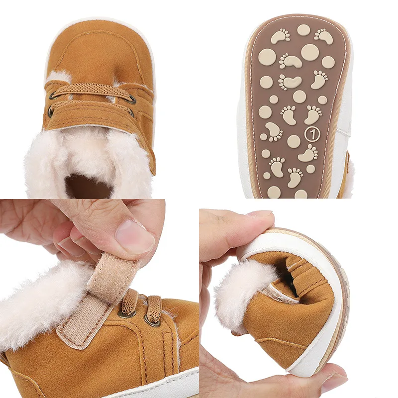 New Arrival Add Plush Fur Design Winter Baby Toddler Warm Shoes 2022 Christmas Baby Shoes for Boys and Girls details