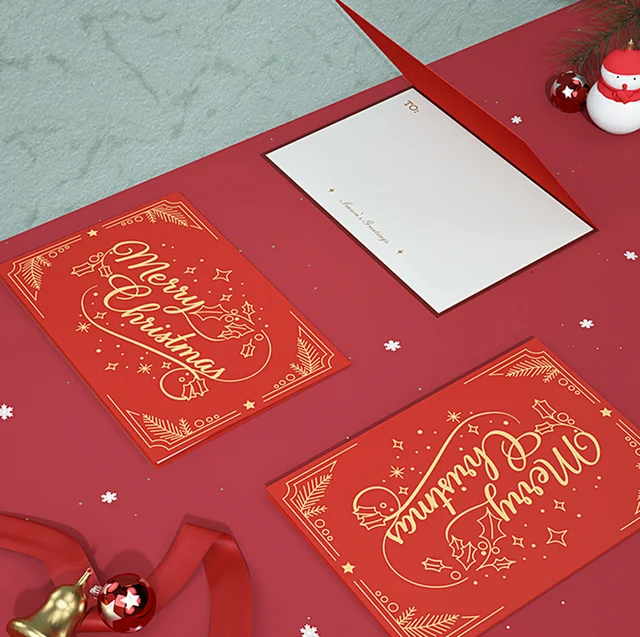 christmas card red new year birthday gift greeting cards custom