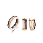 Copper Earring Jewelry-Sets Copper Chain New-Arrival White And Black Ceramic Ring And Earring