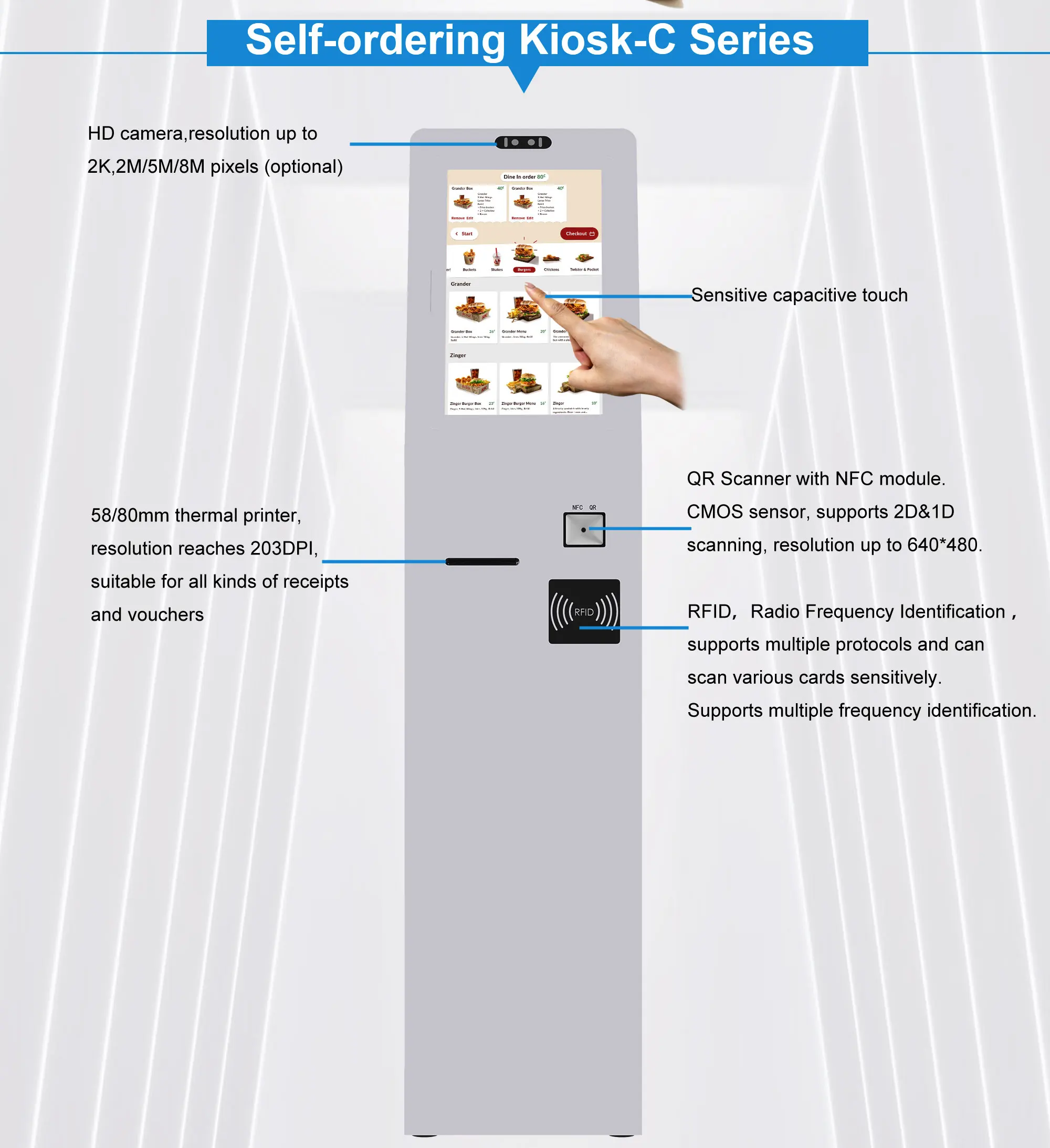 27 Touch Screen Kiosk Interactive Self Service Pos Printer Scanner