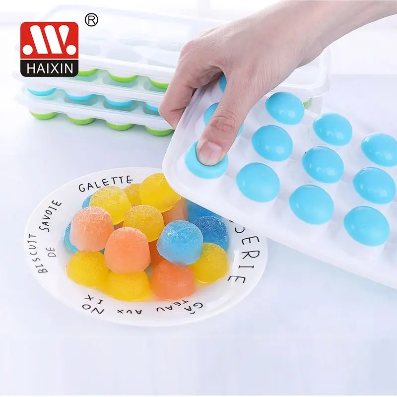 Easy pick out ice 21 Cavity Round Ice Cube tray  plastic Ice Tray with Lid