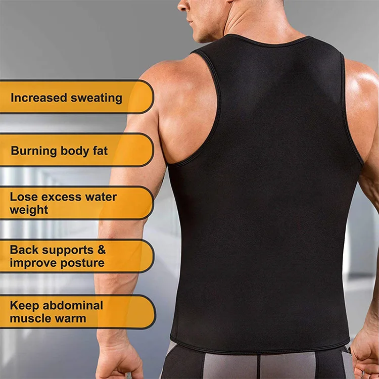 Men Sauna Suit Heat Trapping Shapewear Sweat Body Shaper Vest Slimmer  Saunasuits Compression Thermal Top Fitness Workout Shirt