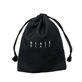 Black Cotton Dust Bag With Drawstring Custom Logo black Drawstring Bag cotton dust bags for Handbag, Shoes, Cloth Packaging bag