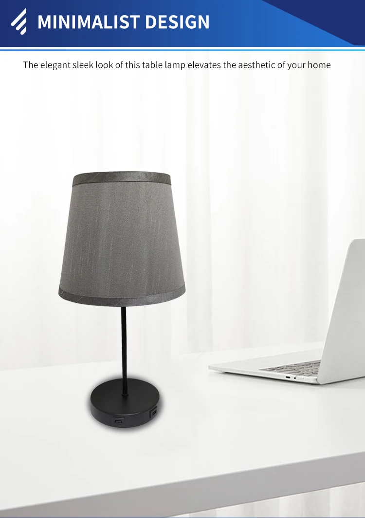 modern Gray lampshade meteor shower high quality  bedside table lamp with usb port