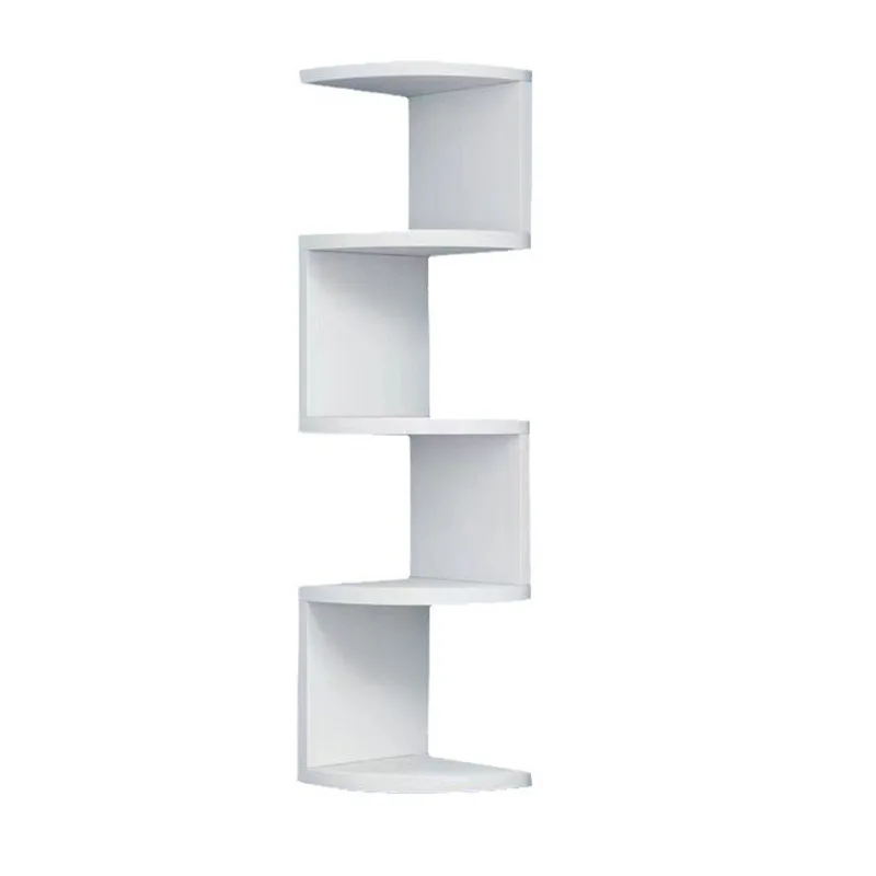 Wholesale Modern Wood Corner Shelf 5-Tier Floating Wall Mounted Shelf Floating Shelves for Wall with Zigzag Design Bookshelf