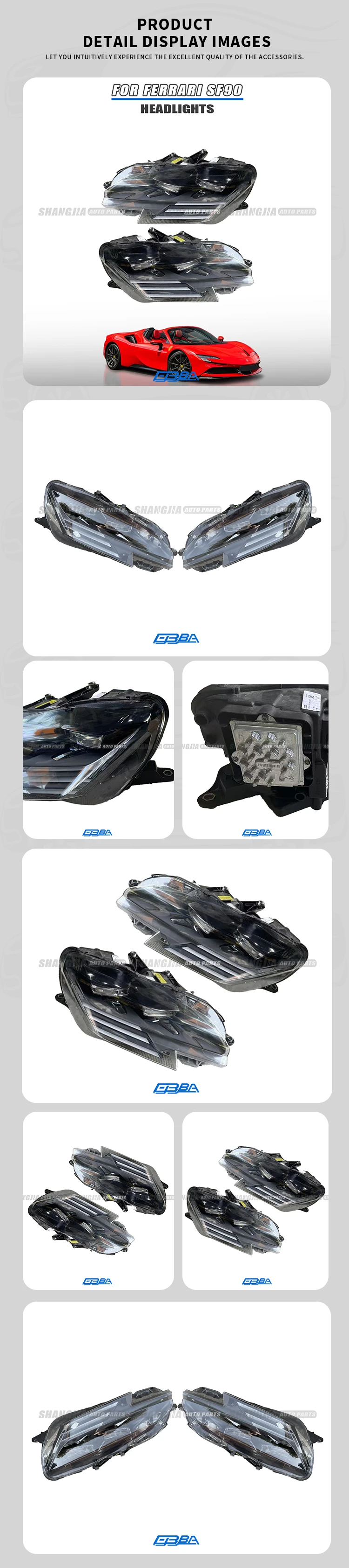 Good Quality OEM PP Plastic Car Accessories For Ferrari Headlight SF90 Stradale Spider 882838 882841 manufacture