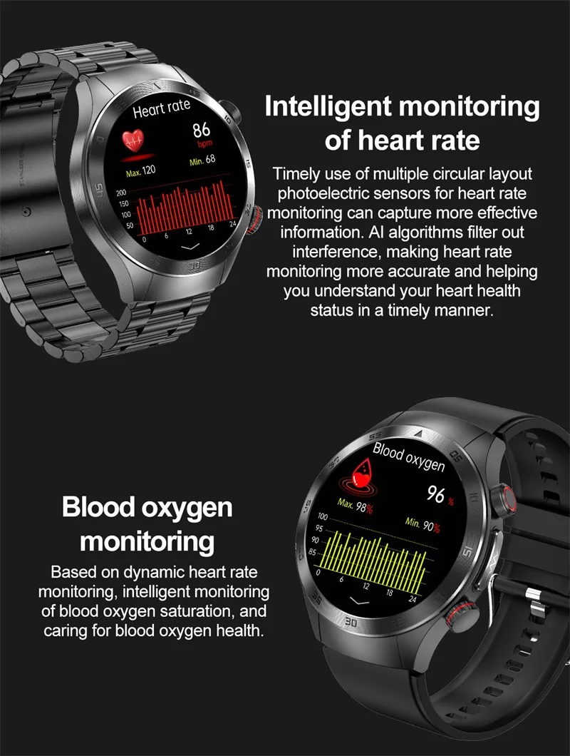 Latest Ecg Ppg Health Smart Watch E800 With Laser Therapy Phone Call