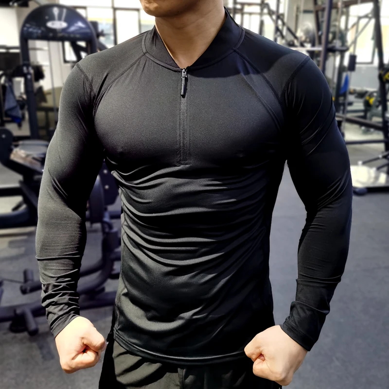 Men's Compression Shirt Quick-dry Breathable Gym Running Training Football Tops 