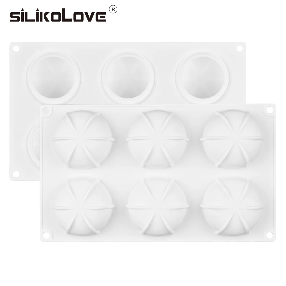 6 cavities mini smooth round stone silicone mousse cake mold flexible tray