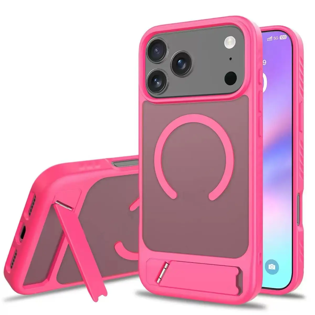 product laudtec 2 in 1 magnetic stand with skin feel protective case for iphone 17-8