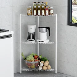 SuoErNuo black and white three-tier corner shelf kitchen iron shelf kitchen utensils fruit spice rack