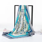 Pattern Scarf Custom Fashion Female Head Makeup Flower Pattern Scarf Square Polyester Shawl Satin Scarf