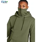 Hoodie Black Plain Printing Pullover Sweatshirt Full Zip Up With Face Cover Masked Hoodies For Men