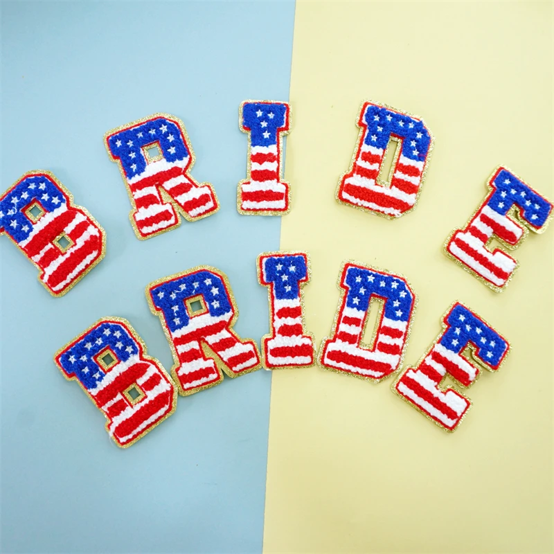 Good quality letter iron on patches custom embroidery designer patches iron on pink letters for hats