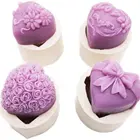 Rose Molds Custom 1-Cavity Heart Shaped Rose Flower 3D Silicone Molds For Soap Lotion Bar Bath Bomb Candle
